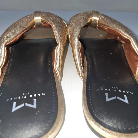 Marc Fisher LTD Olita Puffy Slide Sandal Women 8.5 Rose Gold Leather Slip On NEW - Picture 11 of 15